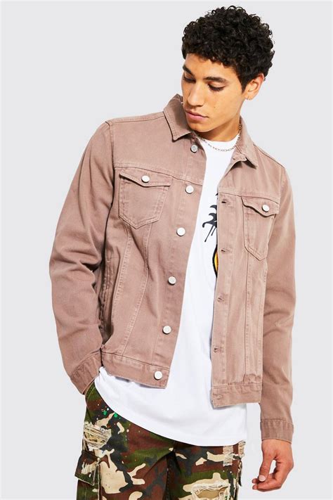 men s regular overdye washed denim jacket boohoo uk