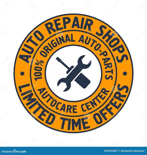 Auto Repair Shops Badge Template Car Service Label Emblem Stock
