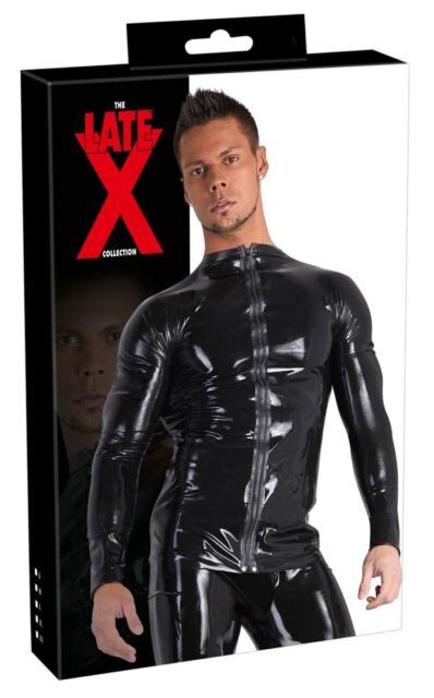 Latex Men Long Sleeve Shirt Germany 4mm Thick Zip Front Black Sm 2x