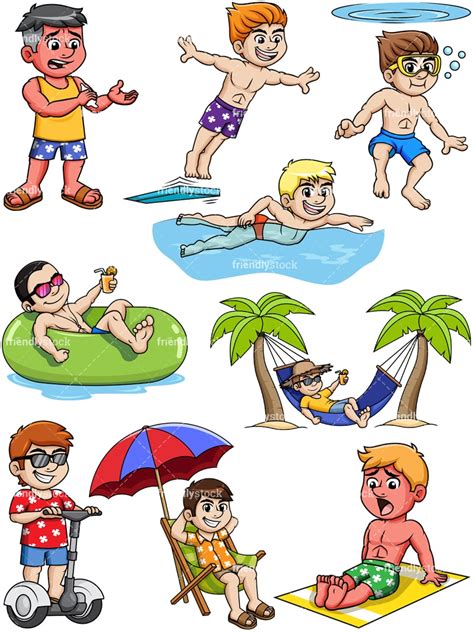 Men On Summer Vacation Clipart Vector Cartoons