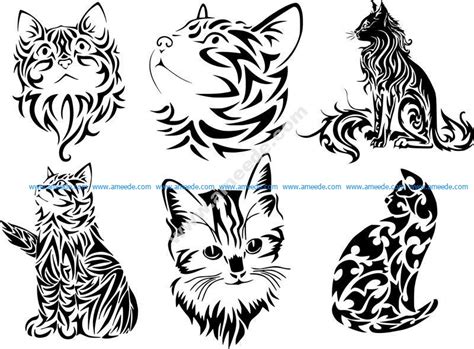 Cats are considered clever, secretive, selective and independent in most cultures. Tribal Cat Tattoo Vector Art - Download Vector