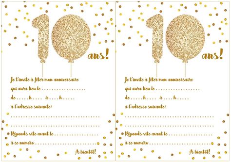 L'invitation anniversaire 10 ans pour un anniversaire réussi ! Carte d'invitation d'anniversaire 10 ans