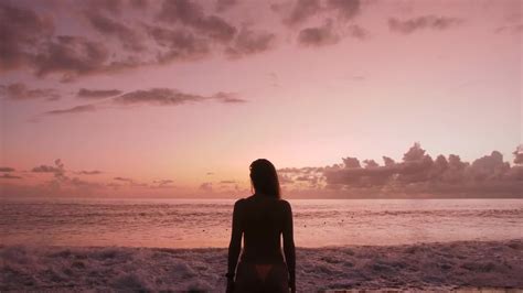 Female Silhouette And Beach Sunset Stock Video Motion Array