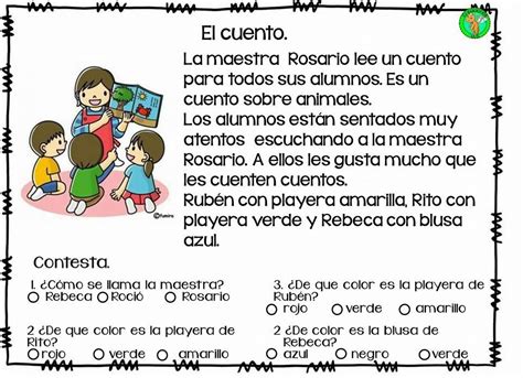 Spanish Reading Comprehension Gero Speech Therapy 2nd Grade