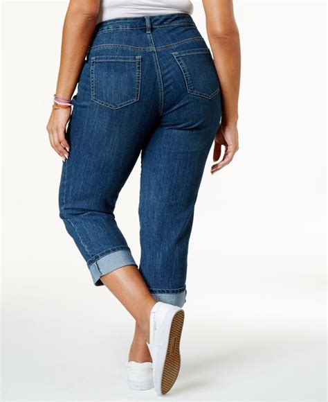 Lyst Style Co Plus Size Cuffed Capri Jeans In Blue