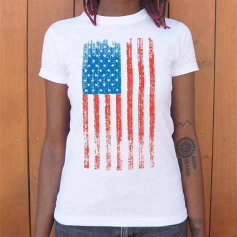 Ladies Distressed American Flag T Shirt 2x Large In 2021 American