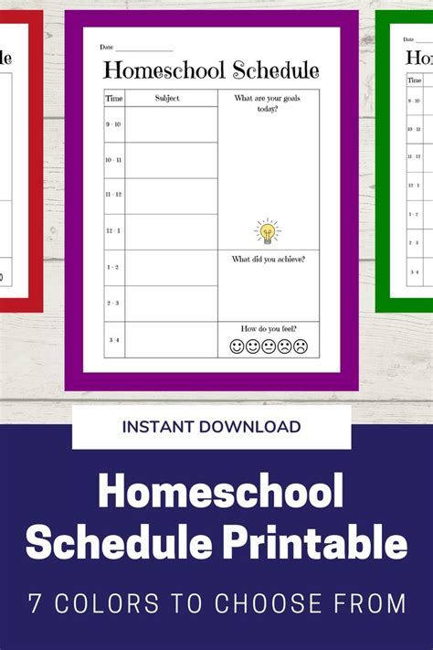 Colorful Homeschool Schedule for Kids Printable | Daily Homeschool