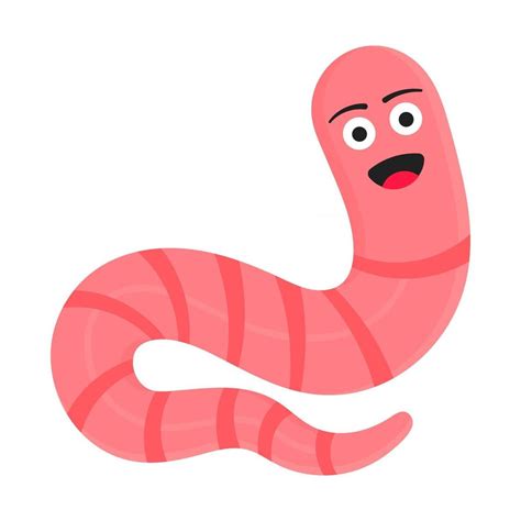 Earthworm Cartoon Character Icon Sigh Worm With Face Expression Smiling