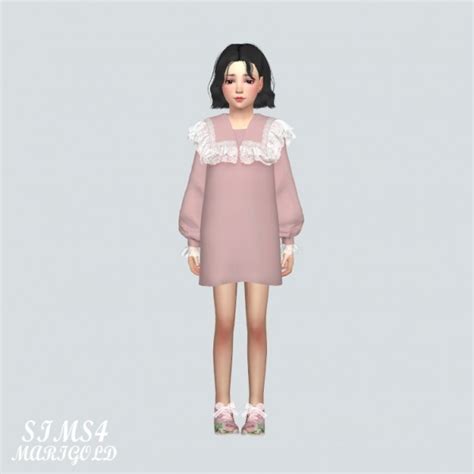 Sims4 Marigold Child Lovely Frill Lace Blouse Mini Dress • Sims 4