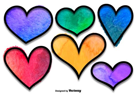 Watercolored Hearts Vector Set 107214 Vector Art At Vecteezy