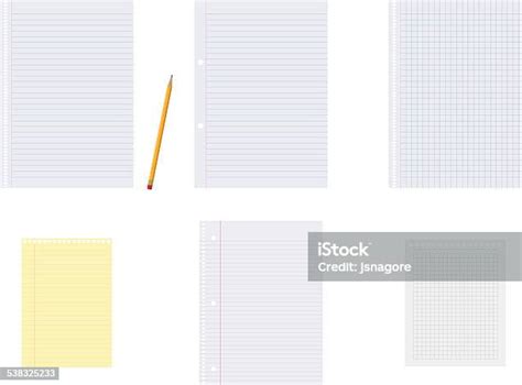 Kumpulan Kertas Notebook Vektor Dan Pensil Ilustrasi Stok Unduh