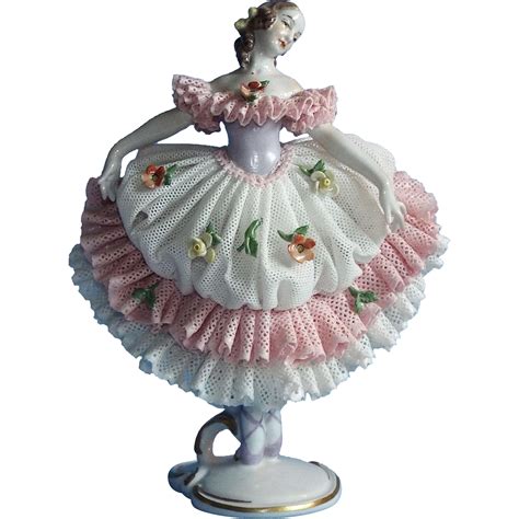 Antique german dresden lace volkstedt lady ballerina dancer porcelain figurine. Volkstedt Dresden Lace Lovely Ballerina Porcelain Figurine ...