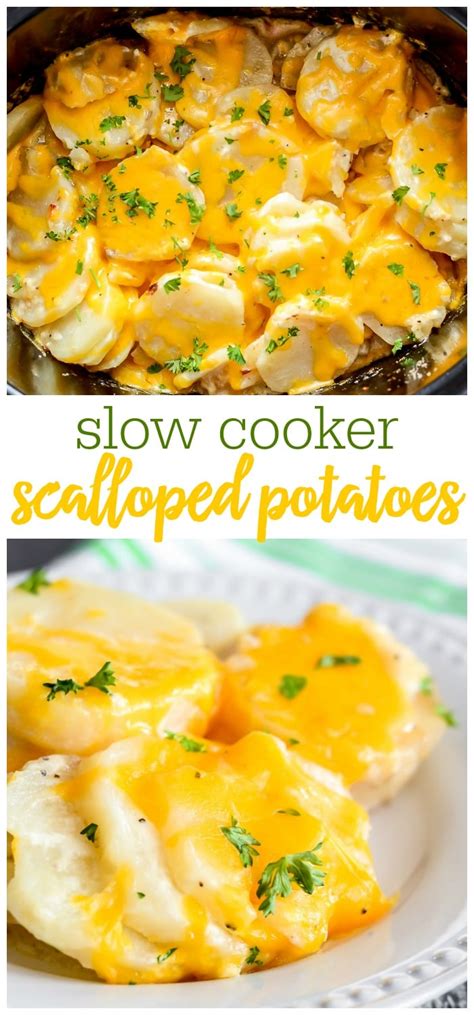 Some ideas to serve up with your crock pot scalloped potatoes recipe are some braised green vegetables like asparagus with olive oil and. Crockpot Scalloped Potatoes - Easy & Cheesy | Lil' Luna