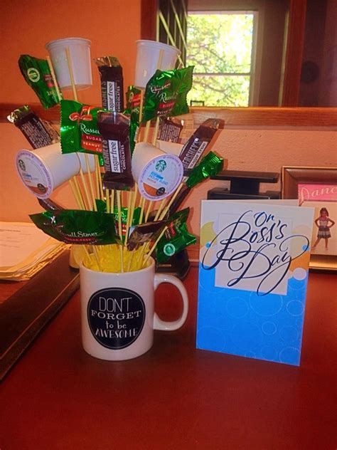 Gift ideas for boss's day. National Boss Day! Starbucks coffee, sugar free candy ...