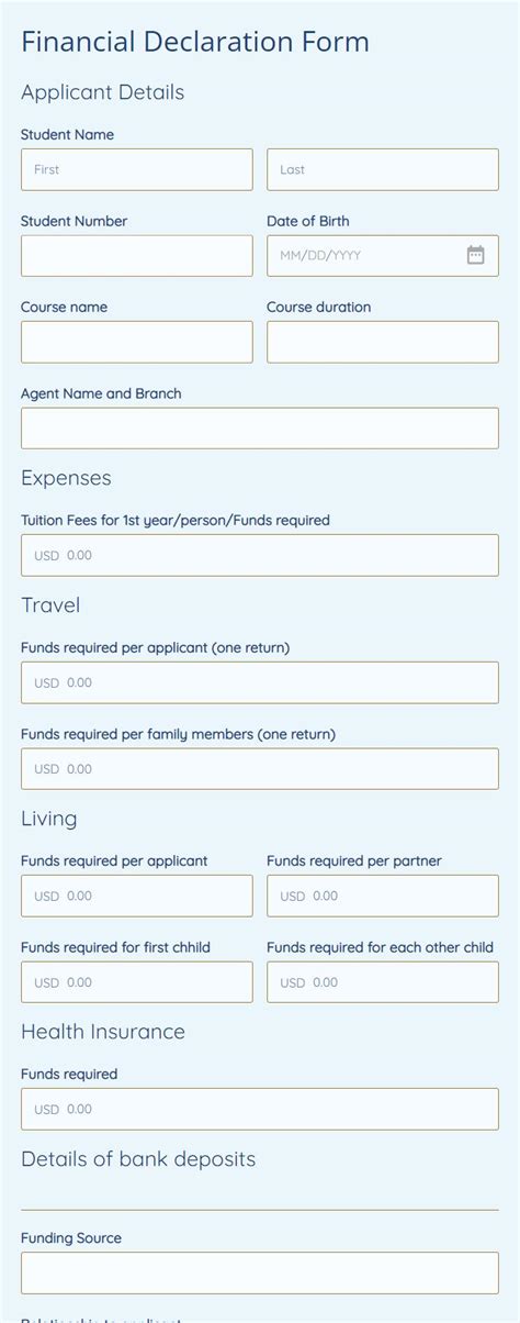 Financial Declaration Form Template 123 Form Builder