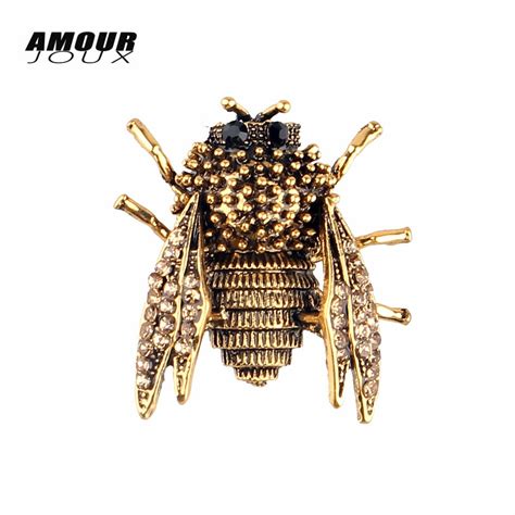 Retro Gold Silver Color Cicada Flying Worm Shape Vintage Brooch For Women Men Fashion Pins