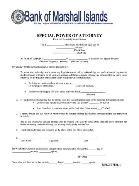 Special Power Of Attorney For Banking Purposes Form Fill Out And Sign