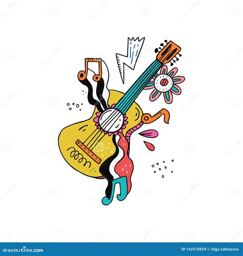 Guitar Doodle Illustration Stock Vector Illustration Of Equipment
