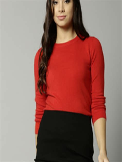 Buy Marks And Spencer Women Red Solid Pullover Sweaters For Women