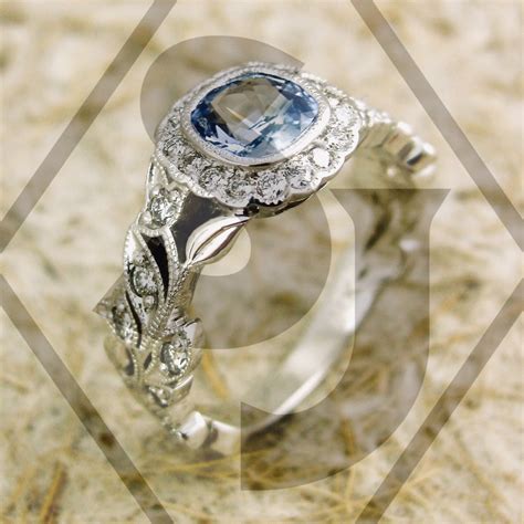Light Blue Sapphire Engagement Ring In 14k White Gold With Etsy