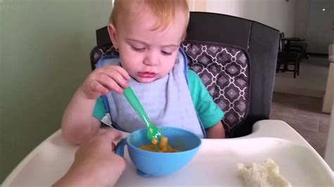 How To Teach Baby To Eat With A Spoon Or Fork Youtube