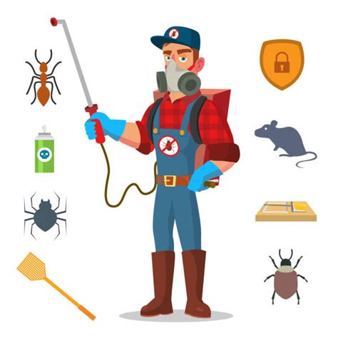 Pest control graphy, cartoon pest control man and insecticide, cartoon character, text png. Pest Control Illustrations, Royalty-Free Vector Graphics ...