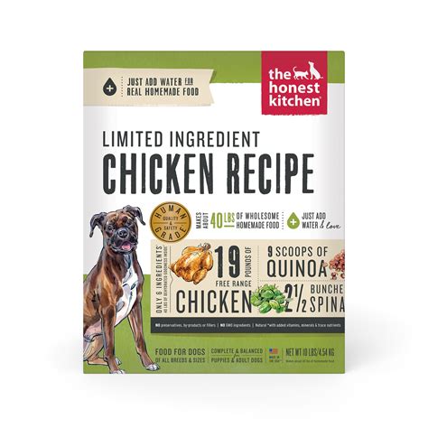 Dehydrated dog food refers to dry dog food brands that are produced using the process of drying. The Honest Kitchen Dehydrated Limited Ingredient Chicken ...