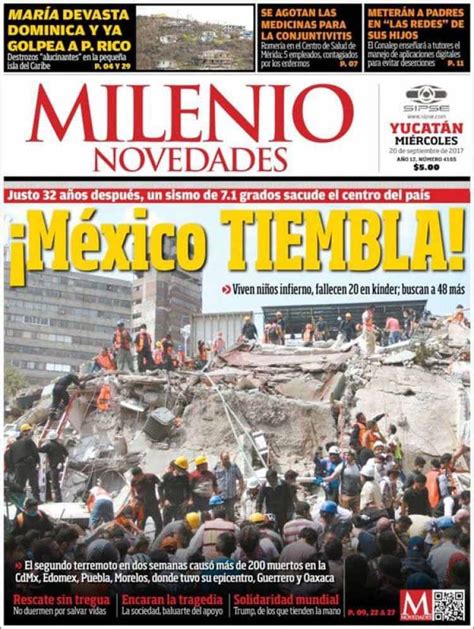 Se Repite La Tragedia Los Diarios De México El Día Después Del Nuevo Terremoto Ejutv