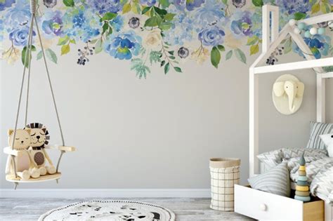 Serene Floral Pattern Wallpaper Removable Wallpaper Peel Etsy