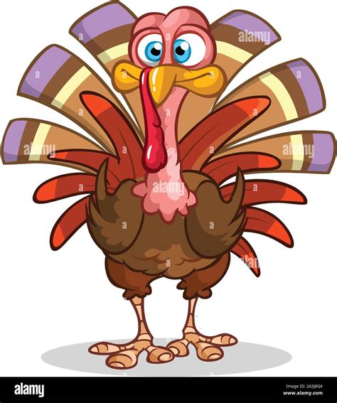 Cartoon Thanksgiving Turkey Isolated On White Vector Stock Vector