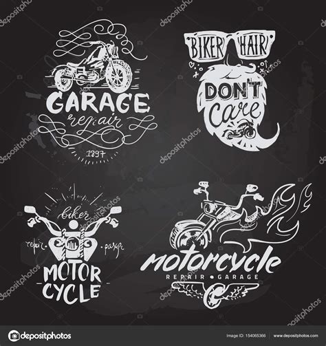 Vector Set Of Vintage Motorcycle Emblems Labels Badge