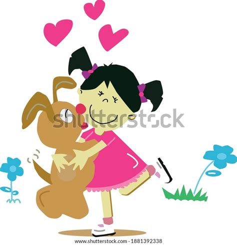 Vector Illustration About Girl Hugging Dog Stock Vector Royalty Free