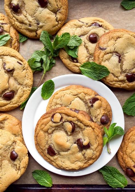 Mint Chocolate Chip Cookies With Fresh Mint Dessert For Two