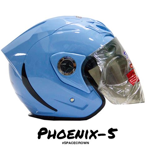 หมวกกันน็อคสเปซคราวน์ เปิดหน้า Phoenix-5 สีฟ้า - Spacecrownthailand