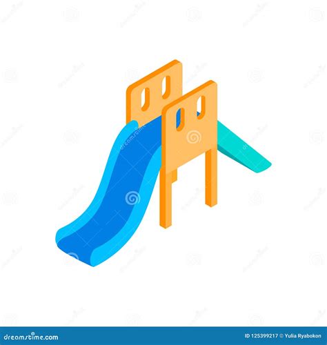 Playground Blue Slide Isometric 3d Icon Stock Illustration