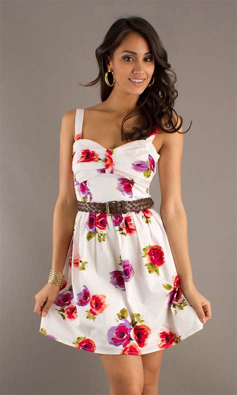 Short Floral Print Casual Dress Summer Dresses White Dress Summer
