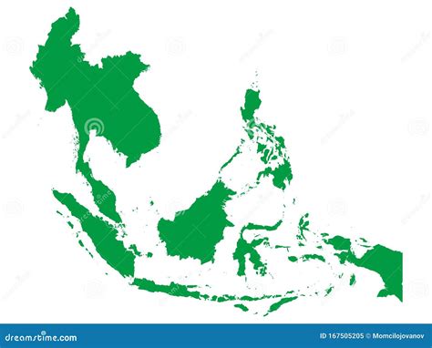 Green Map Of Southeast Asia Stock Vector Illustration Of Country