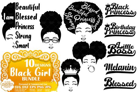 Black Girl Svg Bundle 3 Afro Girl With Glasses Svg Di