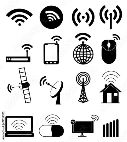 Wireless Communication Network Icons Set Stock Image And Royalty Free