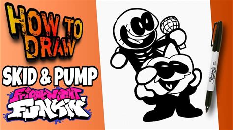 How To Draw Skid And Pump From Friday Night Funkin Tep By Step Como