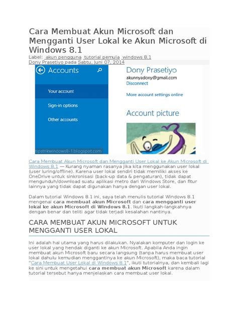 Mungkin kanca it ada yang belum tau cara install microsoft office 365. Cara Membuat Akun Microsoft Dan Mengganti User Lokal Ke ...