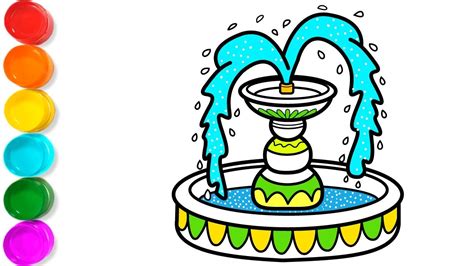 How To Draw A Fountain Fountain Drawing And Coloring Pages For Kids