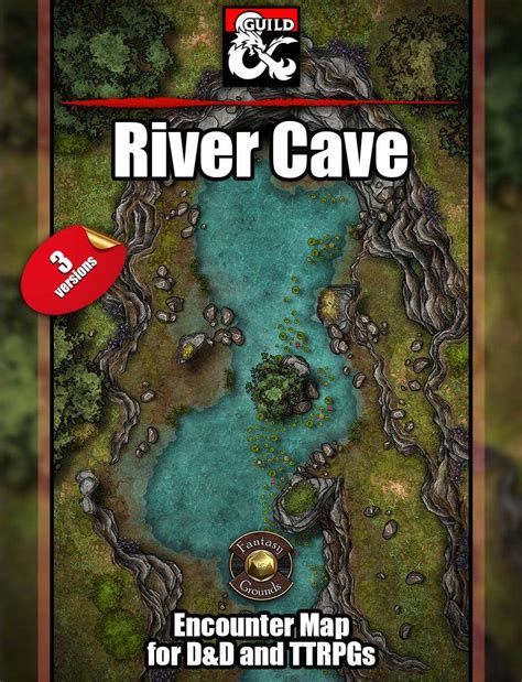 River Cave Battlemaps Wfantasy Grounds Support Ttrpg Map Dungeon
