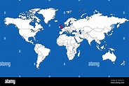 Mapa del Mundo Reino Unido resaltado con color rosa ilustración ...