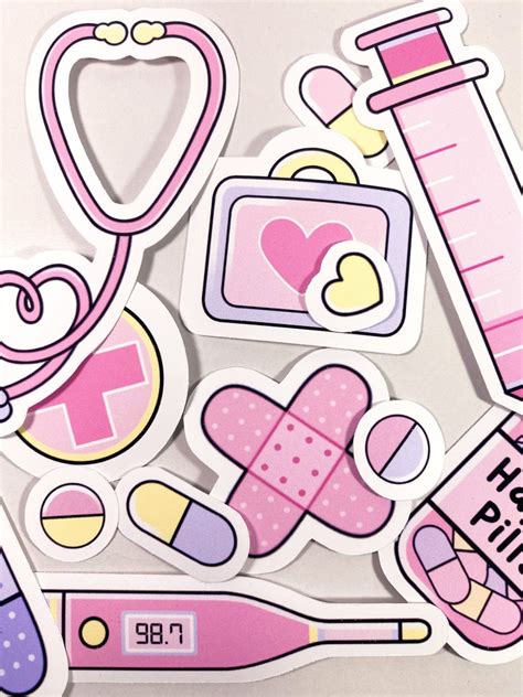 Cute Medical Girl Sticker Pack White Or Rainbow 20 Etsy Nursing