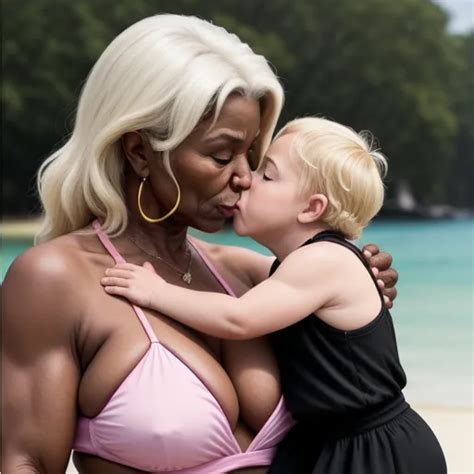 Ai Upscaler Huge Gilf Ebony Muscle Older WOMAN In Black