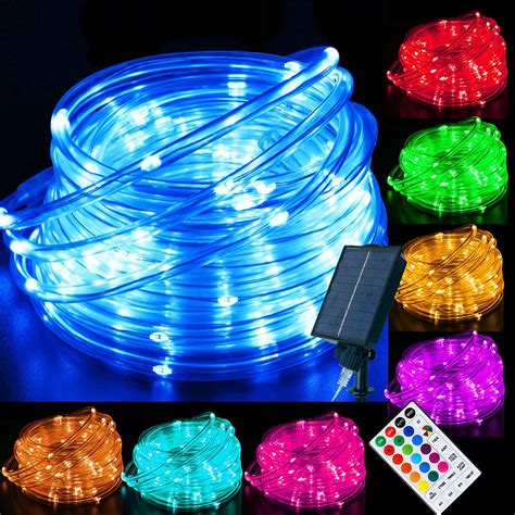 18 Colors 33ft Solar Rope Lights Outdoor Waterproof Led Color Changing