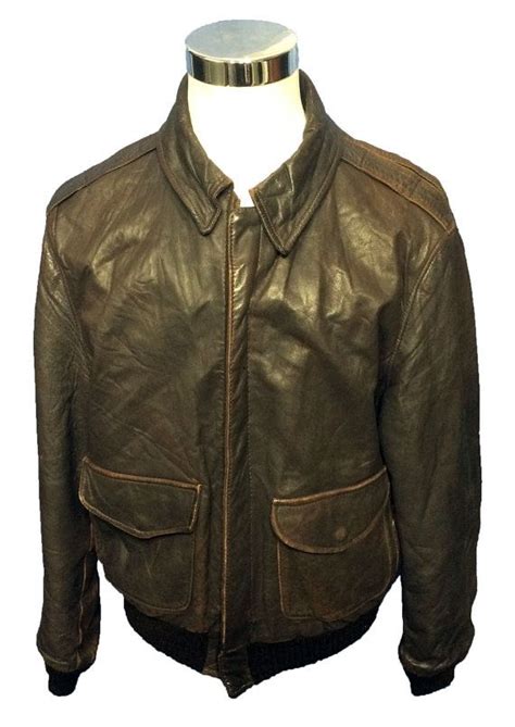 Avirex A 2 Vintage Brown Leather Bomber Jacket Mens Size 44 Price