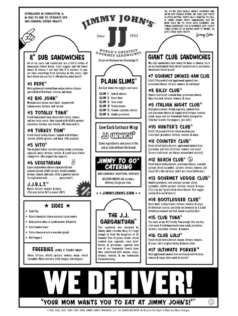 Jimmy Johns Order Form Fill Online Printable Fillable Blank