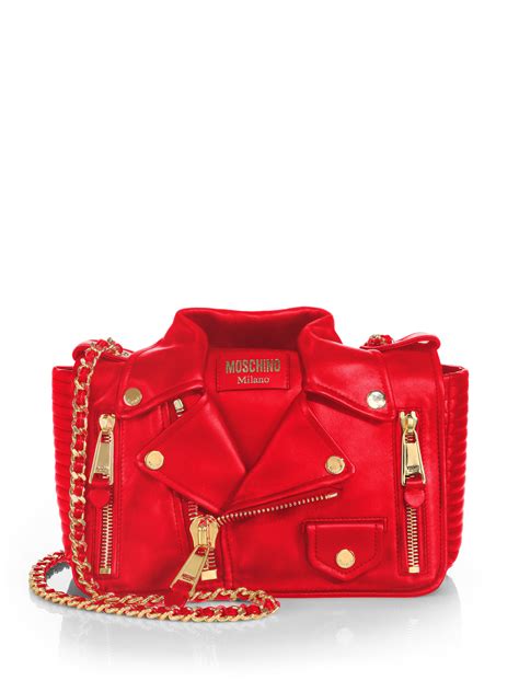 Moschino Leather Jacket Bag In Red Lyst